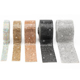 MALLMALL6 5 Rolls Self-Adhesive Crystal Rhinestone Diamond Ribbon DIY Shine Craft Stickers Sparkling Bling Ribbons Party Supplies total 5 yard Belt Wrap for Birthday Wedding Cake Manicure Decorations