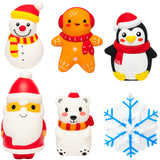 MALLMALL6 6pcs Christmas Slow Rising Squishies Toys for Kids and Adults, Jumbo Snowman Penguin Polar Bear Santa Claus Snowflake Soft Stress Relief Toys for Christmas Party Decoration Birthday Gifts