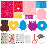 MALLMALL6 12Pcs Valentine's Day Fridge Magnets Crafts Kit Be Mine XOXO Heart Bear Refrigerator Magnet with Goodly Eyes Set for Adults Kids, Home Activities Romance DIY Diamond Stickers Art Project