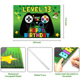 MALLMALL6 Video Game 13th Happy Birthday Yard Sign Level 13 Waterproof Outdoor Decor Joypad Controller Shape Signs with Metal Stakes Party Supplies Garden Lawn Rectangular Decorations for Kids Boy