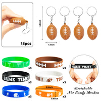 MALLMALL6 36Pcs Football Silicone Bracelets and Keychains Kit Sport Game Time Motivational Wristbands Rubber Key chain Unisex Birthday Party Favors School Carnival Reward for Teen Award Gift	Fillers