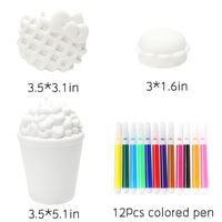 MALLMALL6 10Pcs DIY Slow Rising Food Squishies Kit Set Blank Squishies Bulk Art Crafts Kits for Kids Dessert Ice Cream White Squishys to Paint 12 Color Pen Sweet Creamy Scented Soft Stress Relief Toys