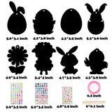 MALLMALL6 64Pcs Easter Scratch Party Favors Easter Eggs Bunny Chick Lamb Flower Scratching Cards with Active Eyes and Diamond Stickers Easter Decor Bookmarks DIY Crafts Games School Supplies for Kid