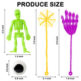 MALLMALL6 70pcs Halloween Stretchy Skeletons Toys Set Including Skeleton Eyeballs Spider Webs Ghost Hands Trick or Treat Slingshot Party Favors TPR Toy Gift for Kids Goodie Bag Halloween Home Decor