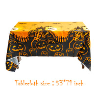 MALLMALL6 3Pcs Halloween Themed Tablecloth Party Decorations Supplies Large PE Plastic Pumpkins Design Rectangular Table Cover for Outdoor Picnic Patio Indoor Dining Room Kitchen 54x71 Inches