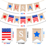 MALLMALL6 2PCS Independence Day Banners Burlap July 4th Banner Bunting American Flag Stars and Stripes USA Hanging Sign July 4 Decorations Patriotic Party Supplies Photo Booth Props for Home Garden