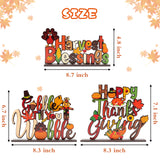 MALLMALL6 3pcs Thanksgiving Wood Table Decoration Centerpiece Happy Fall Wooden Sign Table Topper for Harvest Party Supplies Autumn Ornament with Pumpkin Turkey Photo Props for Home