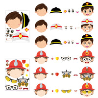 MALLMALL6 36Pcs Firefighter Sticker Make a Face Stickers Fireman Birthday Party Supplies Baby Shower Party Favors Party Decorations Room Decor Fire Chief Sticker DIY Crafts Games for Kids Boys Girls