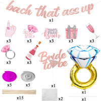 MALLMALL6 34Pcs Bachelorette Party Decoration Bach That Ass Up Banner Bride to Be Hanging Swirl Centerpiece Bridal Shower Party Balloon Rose Gold Supplies for Single Ladies Premarital Celebration