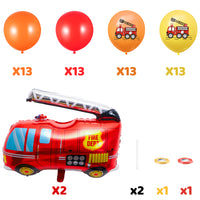 MALLMALL6 56Pcs Fire Truck Balloons Birthday Party Supplies Fire Engine Jumbo Aluminum Foil Balloon Mylar Helium Balloon Party Decorations Latex Balloon Fire Firefighter Party Favors for Kids