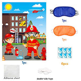 MALLMALL6 Firefighter Party Stickers Games for Kids Pin The Water On The Fire Hose and The Fire on The Window DIY Fireman Birthday Party Favors Party Supplies Decorations Pin Game with Blindfold