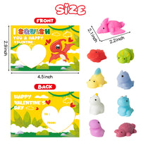 MALLMALL6 28 Packs Valentines Day Gift Cards with Kawaii Mochi, Dinosaur Squeeze Stress Relief Fidget Toys for Kids Toddler School Classroom Exchange Prizes Dinosaur Theme Valentine Party Favors Set