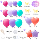 MALLMALL6 129Pcs Pastel Pink Purple Blue Balloon Garland Arch Kit with Gold Butterfly Stickers Star Heart Shape Foil Balloons for Girl Birthday Party Wedding Engagement Baby Bridal Shower Decoration