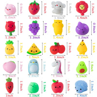 MALLMALL6 30Pcs Mochi Squeeze Toys for Kids Party Decorations Favors Stress Relief Birthday Gift Treat Goodie Bags Fruit and Animals Shape Kawaii Mini Toys Classroom Prize for Boys Girls