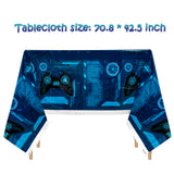 MALLMALL6 4Pcs Video Game Table Cover Outdoor Waterproof Large Rectangle Plastic Tablecloth Birthday Party Supplies Gamepad Theme Decor Design Kitchen Decoration for Boy Shower Backdrop Picnic