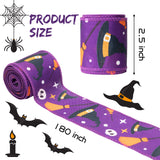 MALLMALL6 6 Rolls Halloween Wired Edge Burlap Ribbon 2.5in x 30yd Trick or Treat Ribbons Pumpkin Bat Plaid Spider Ghost Linen Sackcloth Crafts for Flower Wreath Floral Bouquet Wrapping Home Decor