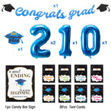 MALLMALL6 15Pcs Graduation Candy Bar Decorations Congrats Grad Banner Photo Backdrop Cake Toppers Bachelor Cap 2021 Blue Foil Balloons Celebration Party Supply Decor for College High School Yard Sign