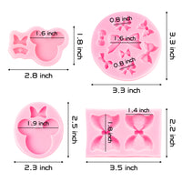 MALLMALL6 4Pcs Mouse Head Bow Fondant Silicone Mold for Cake Decoration Mini Bowknot DIY Craft Items Chocolate Fondant Candy Baking Mould Cupcake Topper Decor Great Molds Supplies for Birthday Party