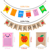 MALLMALL6 2Pcs Welcome Burlap Banner Pongee Back To School Composite Fabric Flags Classroom Decorations Double Layers First Day of School Banners Party Supplies for Preschool Kindergarten College