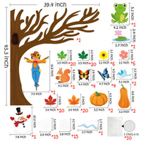 MALLMALL6 198Pcs Classroom Tree Bulletin Board Decor Seasonal Tree Autumn Spring Summer Winter Cutouts Border Set Four Seasons Chalkboard Wall Decorations for Kindergarten Elementary School Home