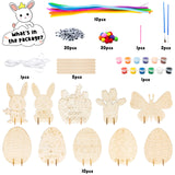 MALLMALL6 60Pcs Easter Wooden DIY Art Crafts for Kids Early Learning Painting Kits Unfinished Art Project Preschool Classroom Activities Painting Your Own Ornaments Party Gifts Decor for Tree Home