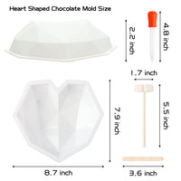 MALLMALL6 41Pcs Diamond Heart Shaped Chocolate Mold Ice Pop and Number Tray Molds with Wooden Hammers and Sticks Set Candy Making Birthday Wedding Cake Decorations DIY Candles for Party Anniversary