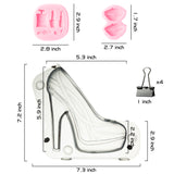 MALLMALL6 7Pcs 3D High Heel Shoe Chocolate Mold Cosmetics Lipstick Mouth Perfume Nail Polish Silicone Molds DIY Party Supply Baking Kitchen Accessory Cake Decorations for Birthday Wedding Anniversary