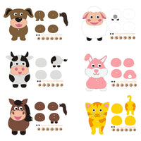 MALLMALL6 6Pcs Farm Animal DIY Art Craft for Kids Felt Kits Wooden Beads Educational Set Early Learning Cartoon Toys Homemade Activity Classroom Art Project Gift Ornament for Beginners Boys Girls