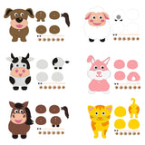 MALLMALL6 6Pcs Farm Animal DIY Art Craft for Kids Felt Kits Wooden Beads Educational Set Early Learning Cartoon Toys Homemade Activity Classroom Art Project Gift Ornament for Beginners Boys Girls