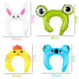 MALLMALL6 50p Zoo Animal Inflatable Headbands Wildlife Balloon Hair Hoop Include Forest Safari Farm Animals Jungle Theme Birthday Party Supplies with Animal Stickers Party Favors Costumes for Kids