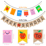 MALLMALL6 2Pcs Back to School Burlap banner Pongee Apple Composite Fabric Banner Flags Classroom Decorations Double Layers First Day of School Banners Party Supplies for Preschool Kindergarten College