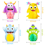 MALLMALL6 12Pcs Monster Honeycomb Centerpieces Party Table Decorations Monsters Themed Birthday Party Supplies Double Sided Table Topper Baby Shower Party Favors Photo Booth Props Room Decor for Kids