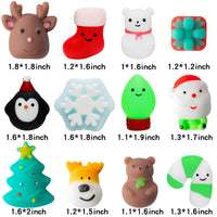 MALLMALL6 20Pcs Christmas Mochi Squeeze Toys for Xmas Party, Kawaii Animal Stress Relief Toys for Christmas Decoration Treat Bags Gifts, Birthday Gifts, Classroom Prize, Goodie Bag