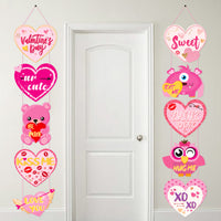 MALLMALL6 Valentine’s Day Porch Banner Valentines Day Door Decoration Heart Cartoon Valentine Craft Supplies Romantic Sign Decor