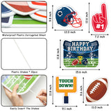 MALLMALL6 5Pcs Football Birthday Yard Signs Happy Birthday Touch Down Waterproof Large Sign Sport Game Themed Photo Prop with Stakes Party Decoration Supplies for Rugby Outdoor Lawn Garden Backyard