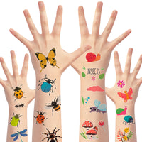 MALLMALL6 8pcs Insect Temporary Tattoos Bug Nature Body Sticker Waterproof Animal Insects Decor Art Fake Face Hand Tattoo Stickers for Boys Girls Birthday Party Classroom Rewards Gift Bag Fillers