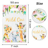 MALLMALL6 50Pcs Wild One Girl Party Favor Bag Jungle Floral Waterproof Plastic Gift Bags Safari Animal Candy Snack Gift Bags One Year Old Birthday Party Decorations for Kids Baby Shower Party Supplies