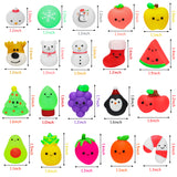 MALLMALL6 30Pcs Christmas Mochi Squishies Toys for Kids Party Favors, Kawaii Animal Fruit Squishies Stress Relief Toys for Christmas Decoration Treat Bags Gifts, Birthday Gifts, Goodie Bag