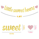 MALLMALL6 Little Sweetheart Banner Valentine's Day Baby Shower Party Favors Supplies Golden Glittery Sign Photo Props Pre-Strung Hanging Kit Valentine Gender Reveal Party Decorations for Boy Girl