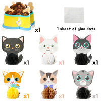 MALLMALL6 7Pcs Cat Themed Honeycomb Centerpieces Cats Birthday Party Favor Table Decoration Meow Double Sided Table Toppers Party Supplies Pet Baby Shower Decor Photo Booth Props for Kids