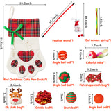 MALLMALL6 11Pcs Christmas Cat Stocking Toys Interactive Cat Toys Pack Including Feather Teaser Wand Catnip Mouse Crinkle Bells Ball Spring Toys for Indoor Cats, Christmas Hanging Stocking for Pet Cats