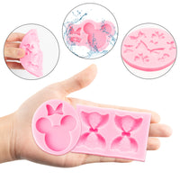 MALLMALL6 4Pcs Mouse Head Bow Fondant Silicone Mold for Cake Decoration Mini Bowknot DIY Craft Items Chocolate Fondant Candy Baking Mould Cupcake Topper Decor Great Molds Supplies for Birthday Party