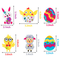 MALLMALL6 12Pcs Easter Fridge Magnet Craft Kit Easter Eggs Bunnies Chicks Lamb Eggshell Chicken Active Eyes Felt Set Diamond Stickers Fun Home Activities Springtime DIY Art Project for Kids