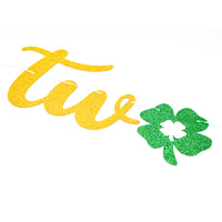 MALLMALL6 Two Lucky Banner 2nd Birthday Banners St. Patrick's Day Party Decoration Saint Patty's Day 2 Year Old Pre-Strung Glittery Shamrock Clover Garland Photo Prop for Boys Girls Outdoor Indoor