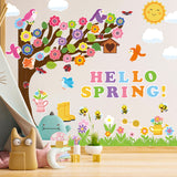 MALLMALL6 152Pcs Classroom Tree Bulletin Board Decor Hello Spring Tree Chalkboard Wall Decorations Set with Cutout Flowers Snails Bees Ladybugs Birds for Kindergarten Elementary School Home Decor