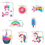 MALLMALL6 8Pcs Unicorn Fridge Magnets Craft Kit Felt Cloth Handicrafts Including Cupcake Rainbow Doughnut Star Ice Pop Theme Parent-kid Interactive Game Activities DIY Art Project for Kid Girl Boy