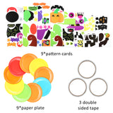 MALLMALL6 9Pcs Halloween Theme Paper Plate Art Kits for Kids Early Learning DIY Craft Sticker Card Parent-Child Games Activity Art Project Classroom Party Supplies for Preschool Toddler Boys Girls