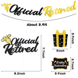 MALLMALL6 42Pcs Retirement Party Decoration set Official Retired Cupcake Toppers Glitter Gold and Black Banner Champagne Gifts Hanging Swirls Room Centerpiece Photo Booth for Happy Retirement Party