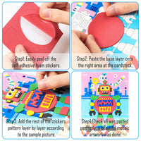 MALLMALL6 20Pcs Mosaic Sticker Art Kits for Kids DIY Mosaic Art Crafts Foam Stickers 3D Puzzle Drawing Sticker Craft Activities Early Learning Games Handmade Art Kit for Preschool Toddlers Boys Girls