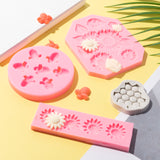 MALLMALL6 5Pcs Honeycomb Sunflower Bee Fondant Molds Hive Silicone Mold DIY Party Supplies Chocolate Cookies and Candy Baking Kitchen Accessories Cake Decorations for Birthday Wedding Anniversary